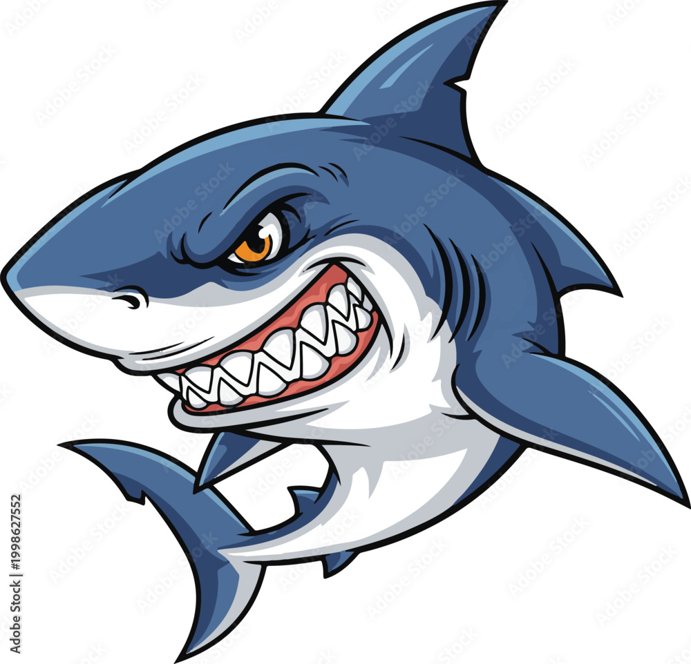 Naklejka premium Fierce Shark Mascot Sports Logo Vector Illustration