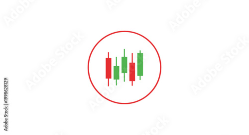Candlestick Chart Icon Representing Financial Market Trends.