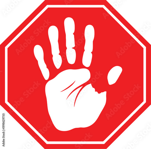 Red stop hand sign Vector