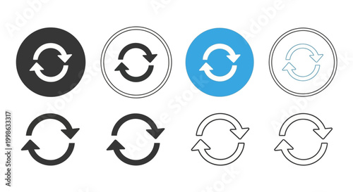 Circular Arrow Icons, Refresh Symbols, Rotation Logos, 8 Vector Graphics