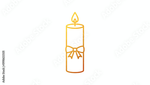 Simple orange candle icon, vector candle illustration, tied candle, minimalist design element