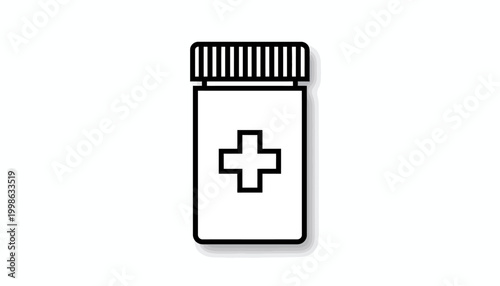 Medical pill bottle icon, pharmacy symbol, healthcare vector, medicine container