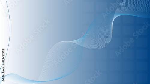 Abstract Blue Technology Background with Digital Grid and Dynamic Wave Lines
