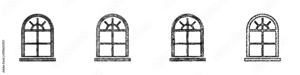 Fototapeta premium Sketch arched window icon design set