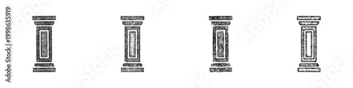 Fotografie Sketch pilaster icon design set