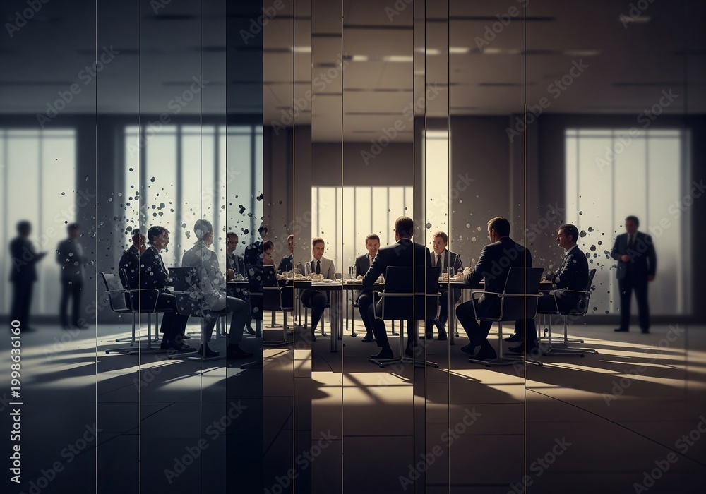 Fototapeta premium Business professionals in a modern conference room discussing strategy during a meeting