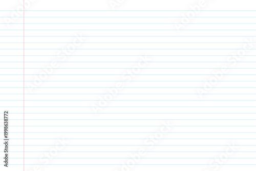 Lined notebook paper background with red margin line