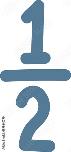 A Half Mathematical Fraction Hand Drawn Number
