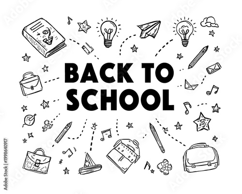 Back to School Playful Chalkboard Design Featuring Creative Doodles That Celebrate Learning and Imagination Isolated on Transparent Background. Generative Ai