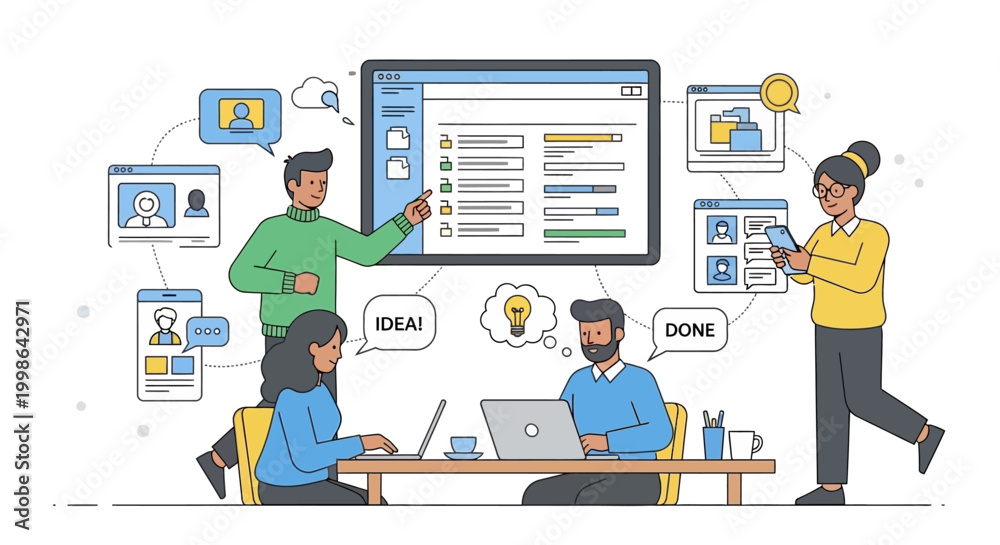 Fototapeta premium Team Collaboration and Project Management in a Modern Digital Workspace