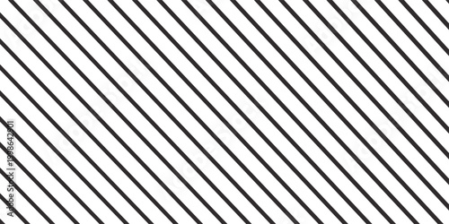Repeated black diagonal lines on white background. Slanted parallel stripes pattern. Tilted striped print.