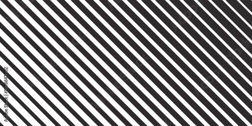 Repeated black diagonal lines on white background. Slanted parallel stripes pattern. Tilted striped print.