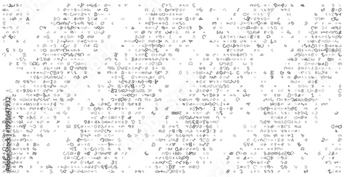 Fragmented Logic - Distorted Binary Stream and Scattered Digital Symbol Distribution