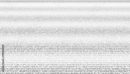 Binary Flux - Minimalist Digital Data Stream and Symbol Distribution. Perspective.