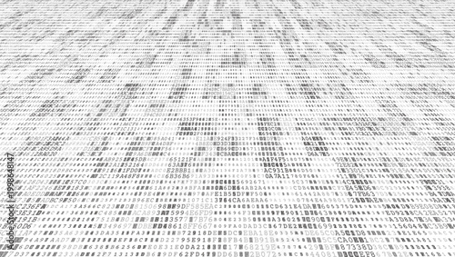 Virtual Digital Flux - Artistic Curvilinear Perspective of Binary Data Arrays. Perspective.