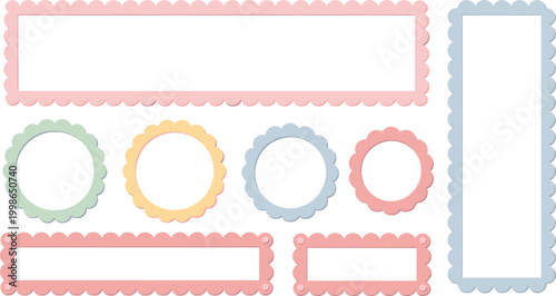 Collection of pastel scalloped frames and borders pink