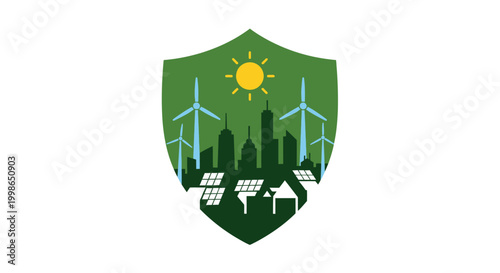 Eco Friendly City Skyline Shield.
