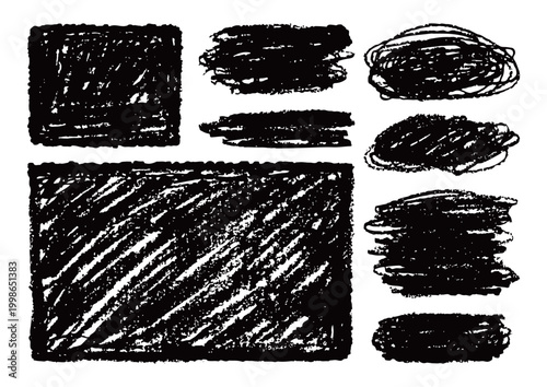 アナログ質感の鉛筆塗りつぶし素材・ 黒 ・ベクター