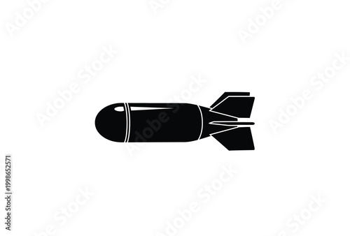 Photography A stark black silhouette of a vintage bomb a relic of wartime history silhouette
