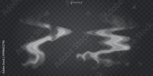 Fog or smoke isolated transparent special effect. White vector cloudiness, mist or smog background. Vector illustration