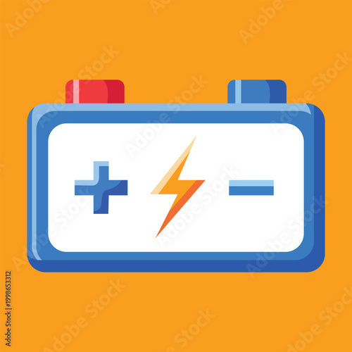 Battery icon with plus minus and lightning bolt symbols
