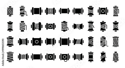 Camera Lens Icons, Black and White Vector Set, 32 Graphic Elements, Photography Symbols