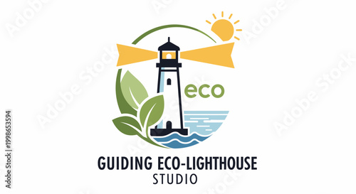 Eco friendly lighthouse studio logo.