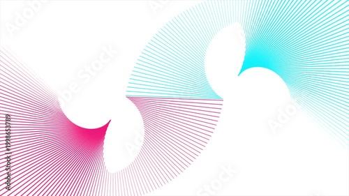 Bright blue pink twisted lines abstract technology minimal background. Futuristic motion design. Seamless loop. Video animation Ultra HD 4K 3840x2160