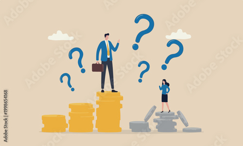 Foto Gender pay, bigger between man and woman wage, salary or income, issue about gen