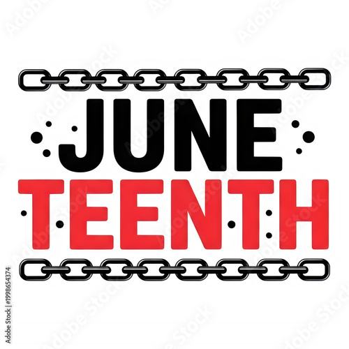 June Teenth Celebration Logo with Chains Isolated on Transparent Background