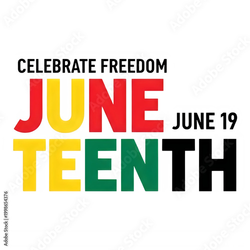 Juneteenth Celebration Text Design isolated on transparent background
