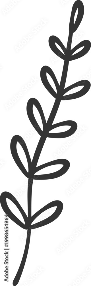 Obraz premium Leaf Branch Doodle Sketch