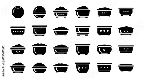 Black coffee cup icons, coffee shop symbols, vector coffee mugs, beverage signs
