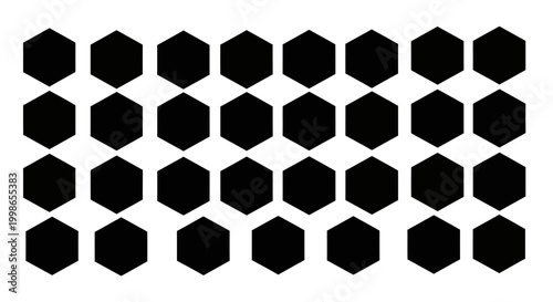 Black hexagons, geometric pattern, honeycomb design, vector graphics
