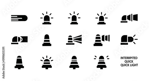 Traffic light icons, warning signal symbols, road safety signs, black vector graphics