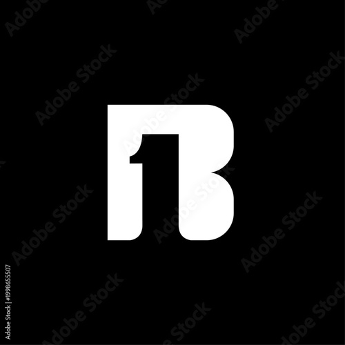 Modern Minimalist White Letter B Logo Design with Integrated Number 1 on Black Background for Business Branding