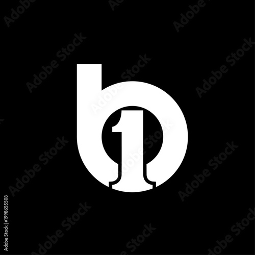 Modern B1 Letter and Number One Logo Design Icon in White on Black Background