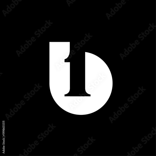 Stylized Letter B and Number 1 Logo Design on Black Background