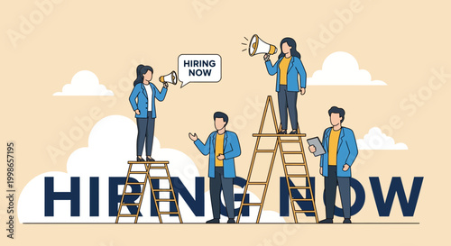 Professional Recruiters Announcing Job Vacancy and Hiring Now Campaign