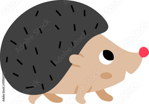 Vector cartoon brown hedgehog isolated on white background. Funny animalistic clipart. Cute forest animal icon for kids. Flat woodland element. Woods wildlife illustration