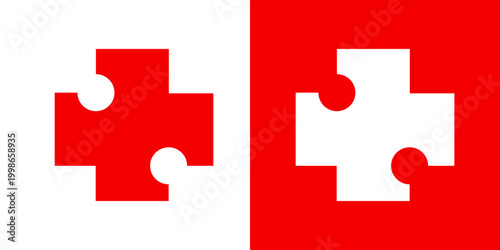 Red puzzle piece vector illustration logo