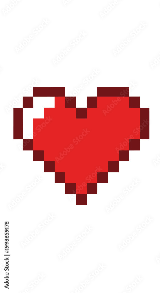 Fototapeta premium Pixel Art Red Heart Symbol.