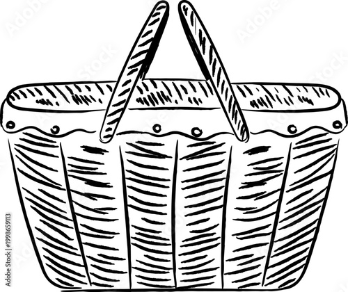 Basket With Handles Hand Drawn