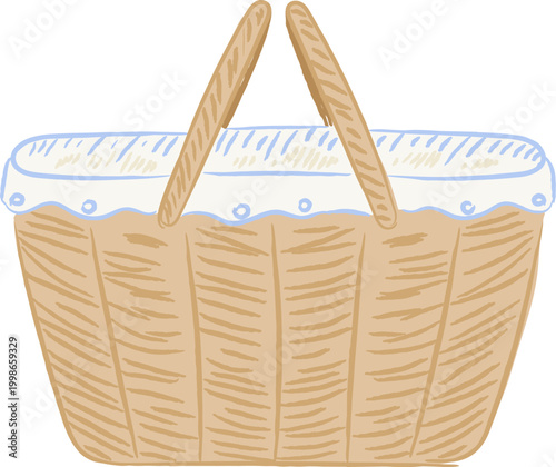 Basket Picnic Tote Hand Drawn