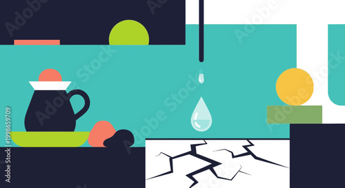 Water Scarcity and Global Drought Concept Vector Illustration