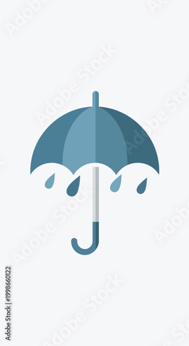 Blue Umbrella with Rain Drops.