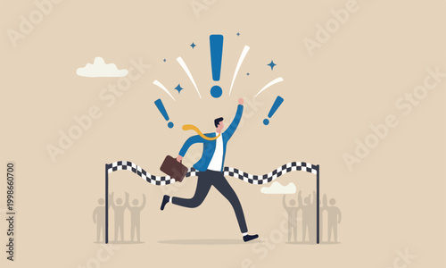 Tableau sur toile Business winne glory to finish working project concept, joyful smart businessman