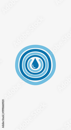 Blue Water Drop Circular Logo.