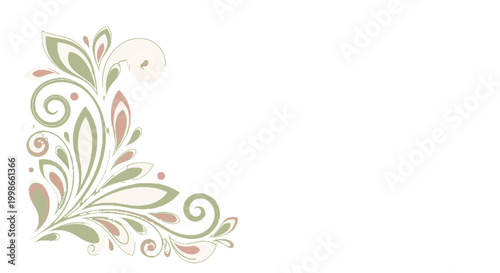 Soft Pastel Colored Floral Corner Design on Isolated White Background