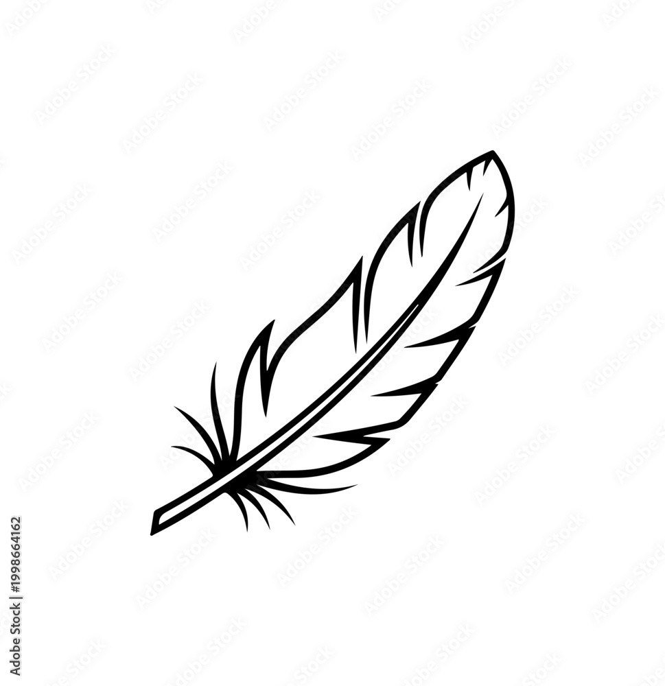 Fototapeta premium Minimalist Black Feather Vector Illustration